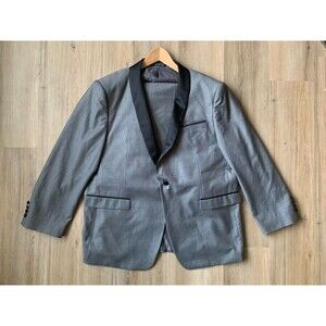 Marchatti Italy Men's Grey Suit Sz 50 Blk Collar  44w 27i No Pleat Grey Pant EUC